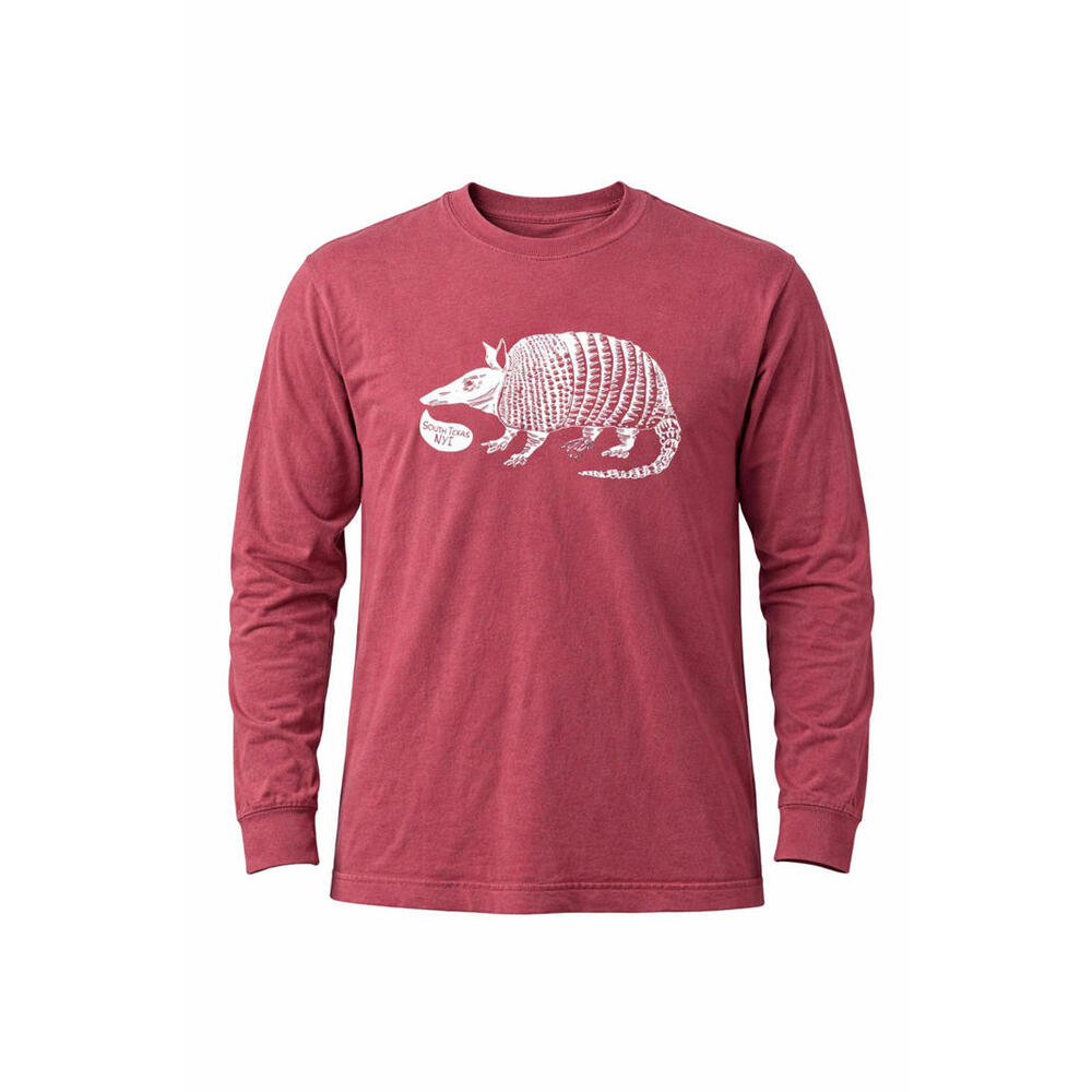 Adult MED Long Sleeve T-Shirt Graphic Armadillo "South Texas NYI" Tee